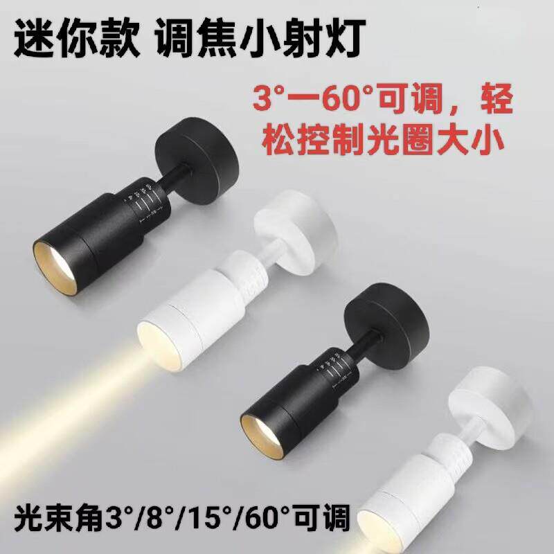 明装调焦聚光射灯小角度可调变焦3°~60°饭厅玄关墙画迷你气氛灯