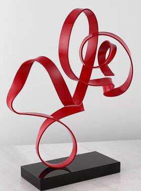 现代艺术创意铁艺雕飘带摆件样房板售楼处塑玄装关JKM桌面饰品摆