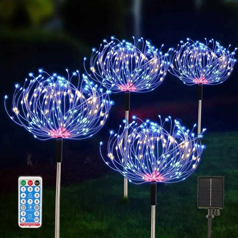 户外派对LED爆炸星蒲公英铜线灯太阳能氛围装饰烟花圣诞灯带