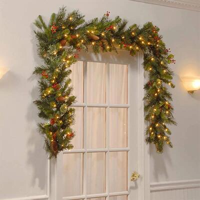 Christmas Garlands With Pinecones Red Berries Artificial Chr