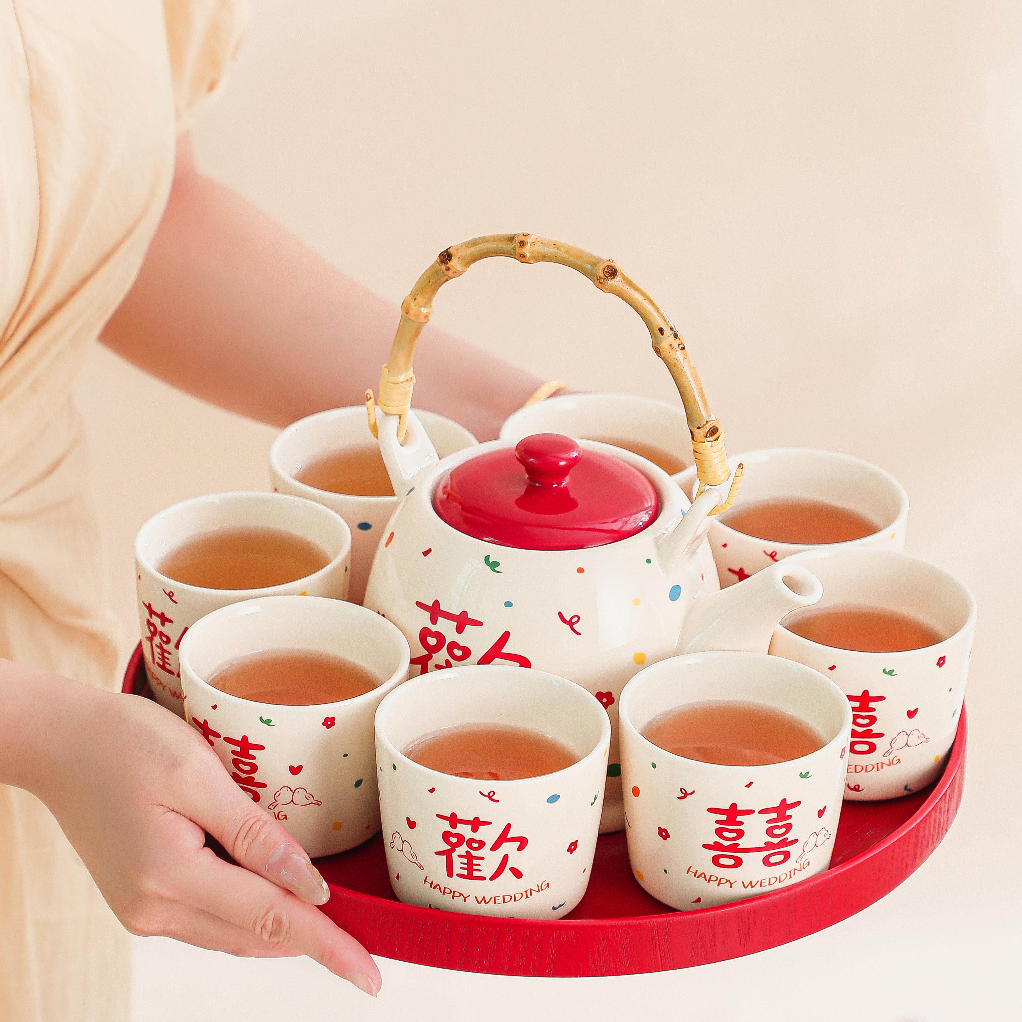 订茶具套结婚婚装新婚礼物送人闺蜜姐姐高级实DVQ用喜敬茶杯新子
