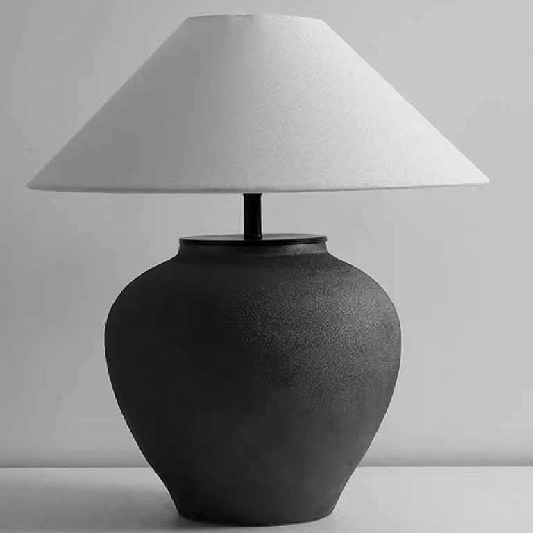 日式侘寂风新式中式复古设计师民宿酒店客厅卧室床头陶瓷台灯