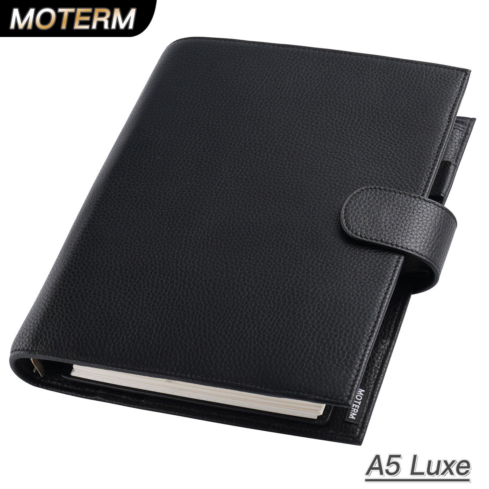 Moterm Luxe A5大环活页手账本荔枝纹头层牛皮商务笔记本记事计画