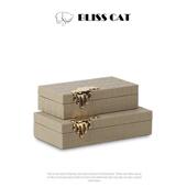 现代无障碍豪华皮革水滴装 饰盒模型室客厅书柜创意灰色首饰盒饰品