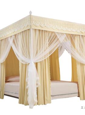 遮光廷床帘家用门卧屋室三开落地蚊帐宫公主风遮光床幔F98T7SMT出