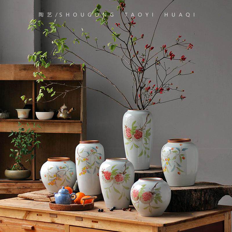 新款手工绘画花瓶水培鲜花客厅插花摆件软装饰品小清新陶瓷罐