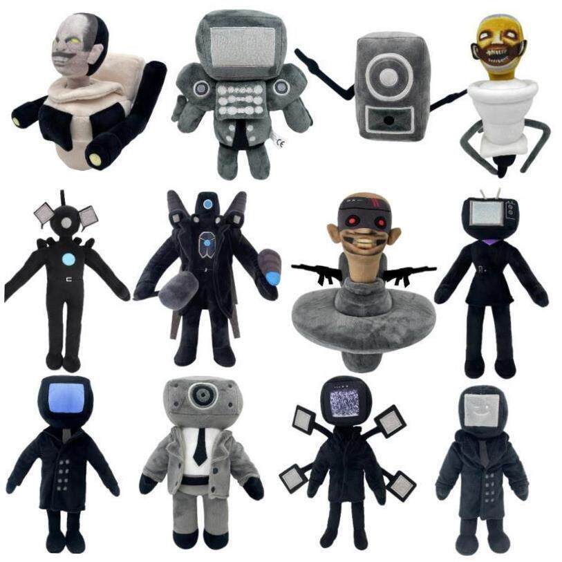 34pcs Skibidi Toilet Plush Soft Toy Cameraman TV Man Skibidi - 实物图