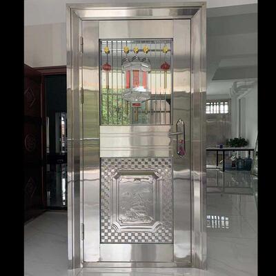 特厚304不锈钢门单门子母门双开门自建房入户门阳台门白钢门外门