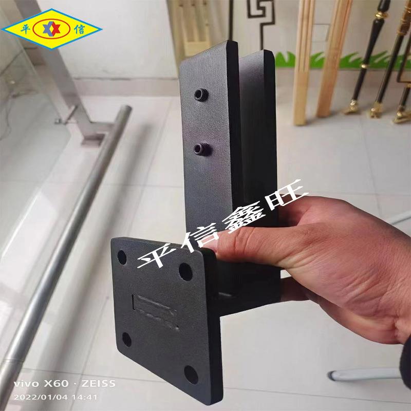 不锈钢侧挂玻璃夹侧装黑色脚固定夹狭小楼梯底座栏杆平台挂墙配件