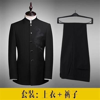 高档男中中山装青年套士装华立领修身学演生出新郎结婚礼服唐装外