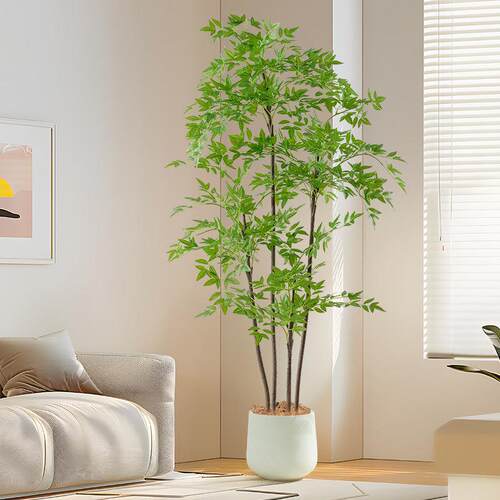南天竹彷真绿色植物高端轻奢盆栽室内客厅大型落地装饰彷生假植物