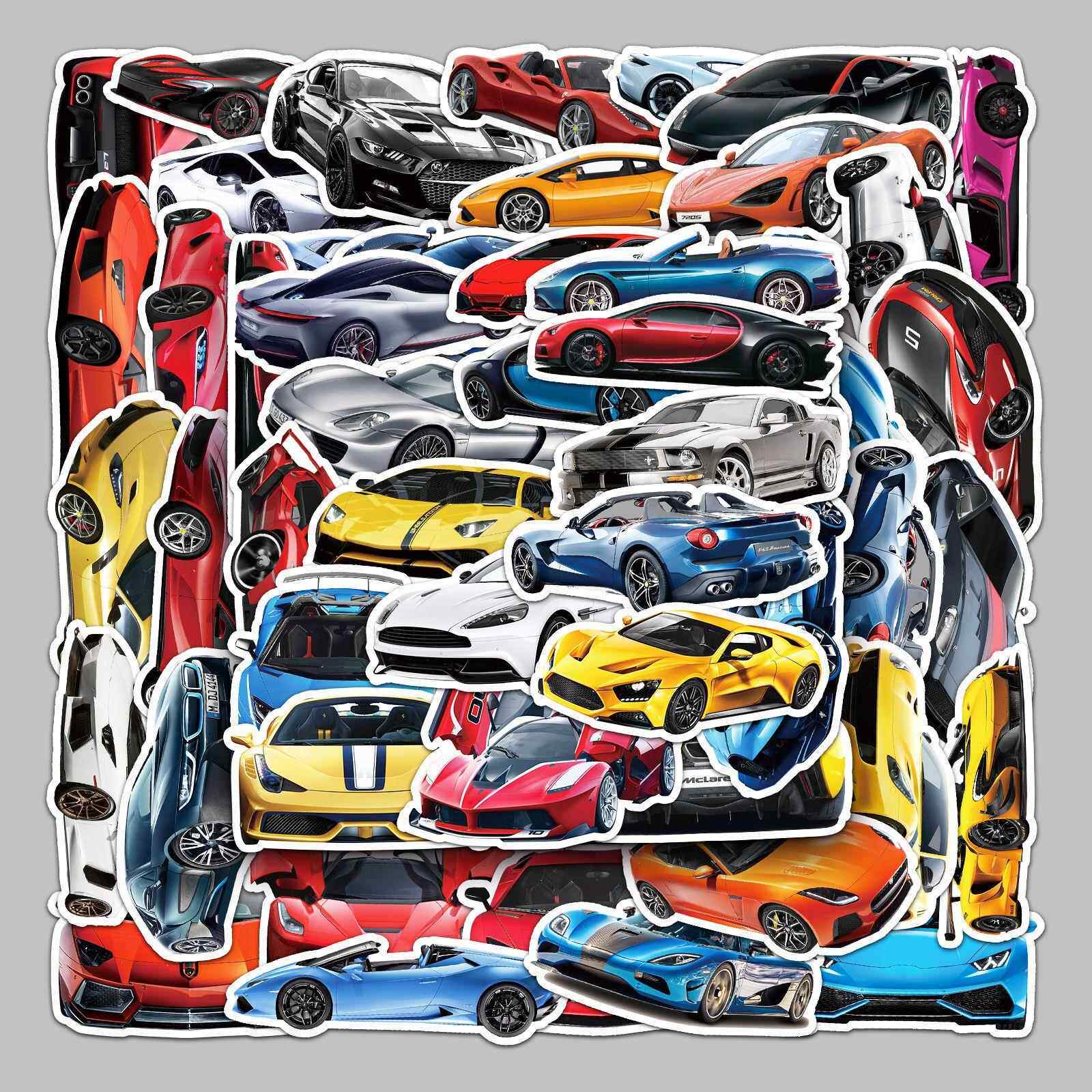 新款直销51张卡通个性跑车时尚DIY贴纸滑板车笔记本电脑汽车冰箱