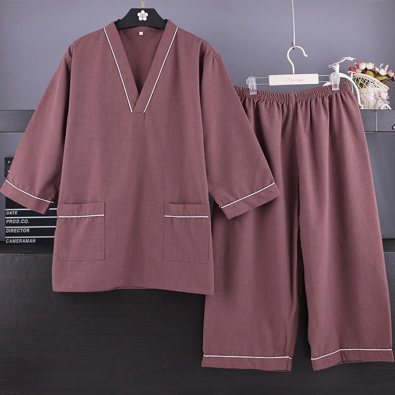 贡麻汗蒸服7分裤袖男士浴服足浴按摩洗浴中心桑拿服新款宽松睡衣