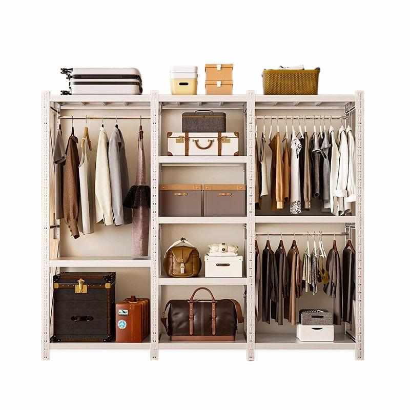 开放式衣柜卧室法式洞洞板收纳衣架组合简易衣帽间落地金属置物架