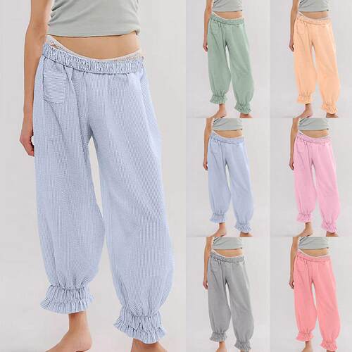 Straight leg pants women's season stretch waist flared