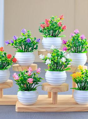 仿真绿植尤加利花盆栽家居客厅装饰塑料小盆景金钱草假花植物