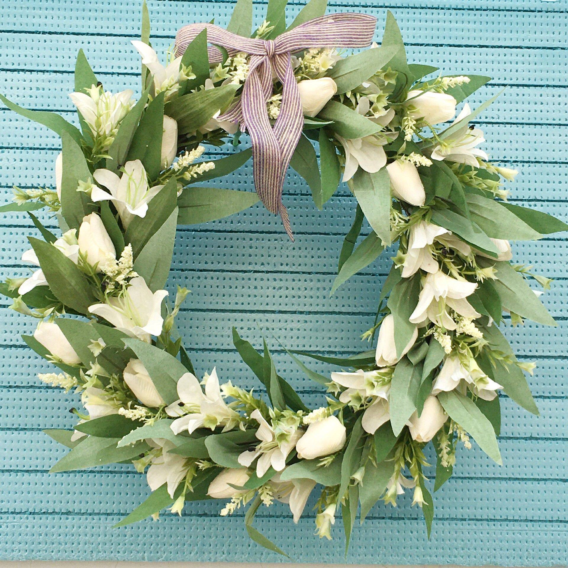 50厘米百合郁金香花环家居场景布置门饰墙饰挂饰装饰花环