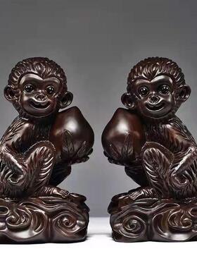 黑檀实木手工雕刻摆件十二生肖动物红木家居工艺品装饰摆件礼品