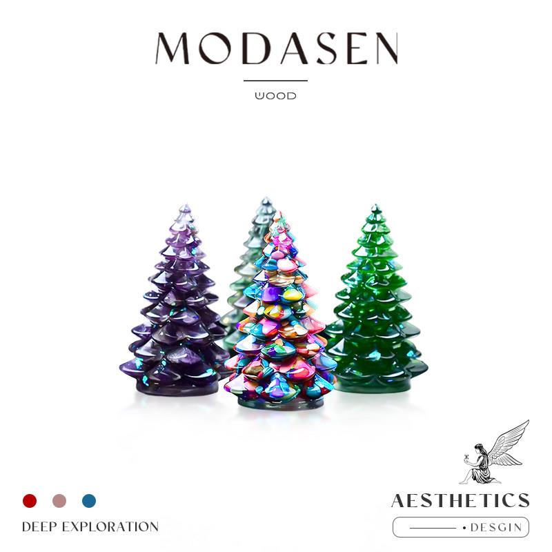 MODASEN丨碎石 USIU天然水晶碎石耶诞树摆件桌面滴胶发财树装饰品
