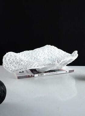 现代简约白色珊瑚果盘创意家居样板房别墅餐桌茶几托盘摆件软装