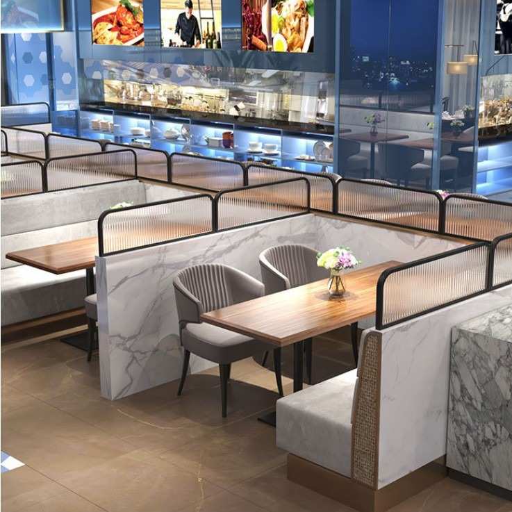 餐厅卡座隔断烧烤火锅店玻璃矮屏风围栏现代轻奢包间遮挡装饰护栏