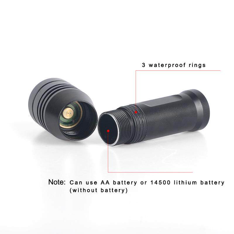 新款迷你潜水手电筒 户外LED强光L2手电水下80米AA 14500两用