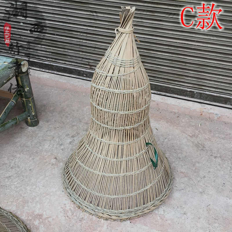 手工竹编捕鱼笼酒店餐厅装饰道具竹灯罩中式艺术客厅摆件鱼篓新款