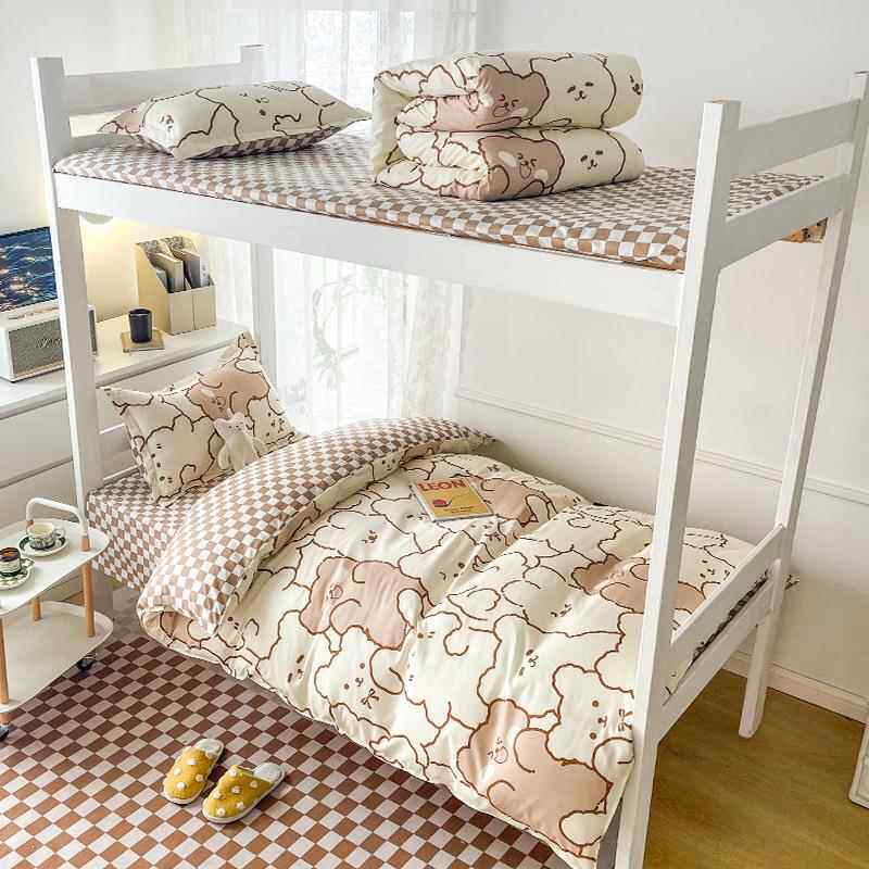 学生宿舍三件套上下铺卡通印花床单六件套单人0.9m床上用品被套罩