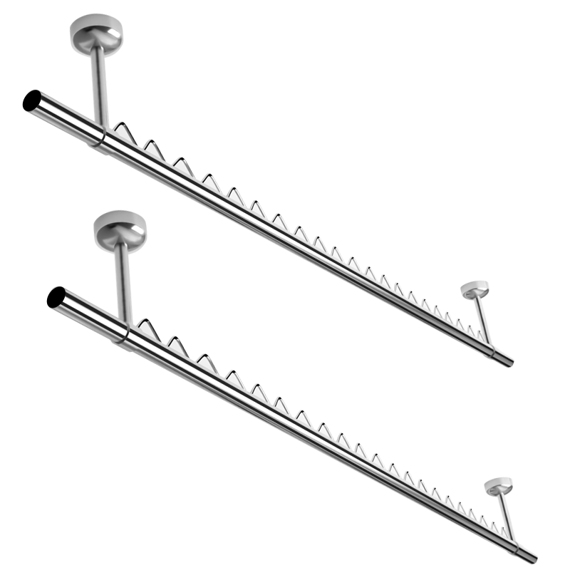 加厚304不锈钢阳台晾衣杆顶装固定式挂晒凉衣架家用防风波浪条