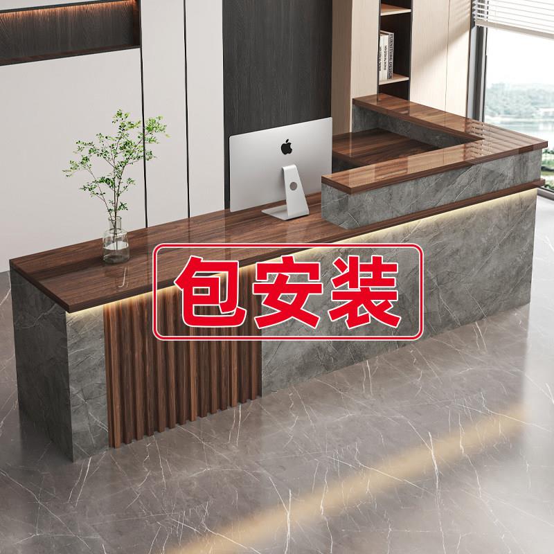 收银台吧台店铺小型服装店柜台超市公司前台桌子接待餐饮商用柜台图片