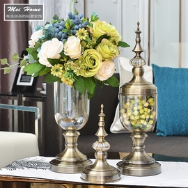 美式欧式花瓶样板房家居，客厅装饰水晶玻璃，花瓶花器餐桌电视柜摆件