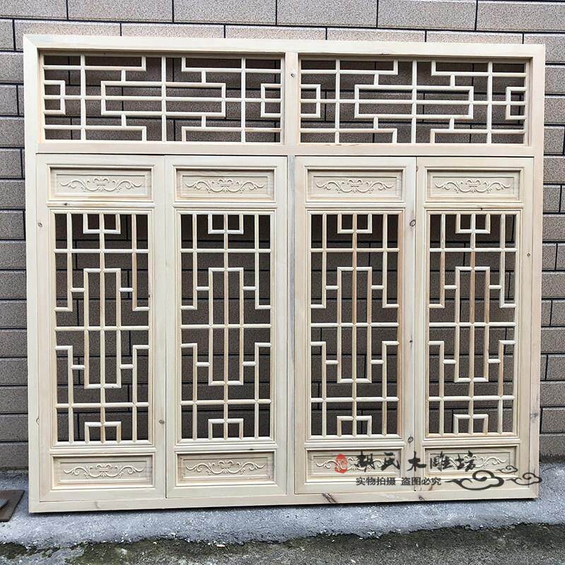 东阳木雕彷古门窗实木花格雕花镂空花窗玄关隔断彷古窗户定制实木