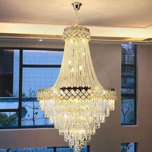 复式 楼大吊灯别墅客厅中空简约楼中楼跃层轻奢长水晶旋转楼梯吊灯