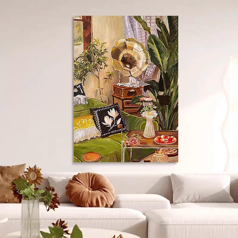 网红大芬画村马蒂斯物绘油手客厅装饰画玄关书丙烯画卧室静房艺术图片