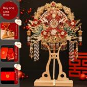 团帆新娘婚扇DIY材料包装 双面双色高端秀和婚扇婚礼礼品成品婚礼