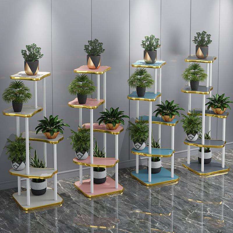 客厅造型花架靠墙楼梯转角电视柜旁花架子多肉花台置物架实木