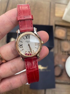 【券后价37800】98新30mm萧邦快乐钻玫瑰金自动机械表女表6折拍