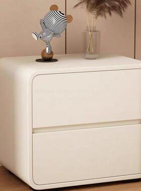 卓尚乾家用少女松木柜卧室奶油风现代简约免安装皮质实木床头柜