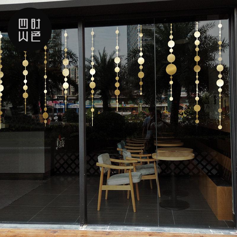 圆形吊饰玻璃贴纸店铺橱窗玻璃装饰窗花珠帘门贴喜庆布置窗花贴纸