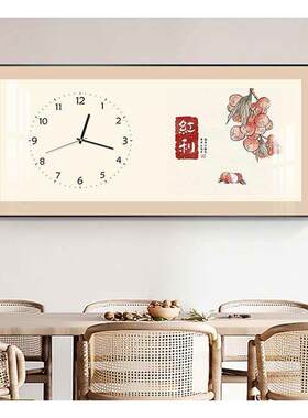 新中式万历电子钟表画餐厅画挂钟墙上装饰画创意钟表客厅家用饭厅