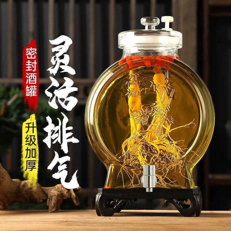 泡酒专用瓶带龙头酒桶加厚密封玻璃容器人参药酒罐酒坛无铅玻璃瓶图片