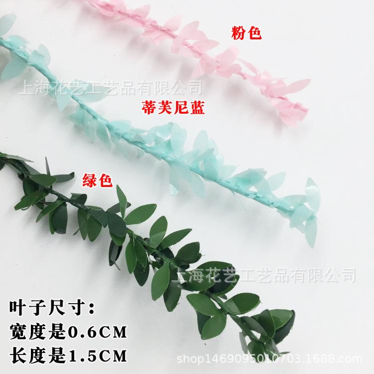 新款直销田园仿真叶子铁丝柳叶手工DIY花环手环材料场景布置装饰