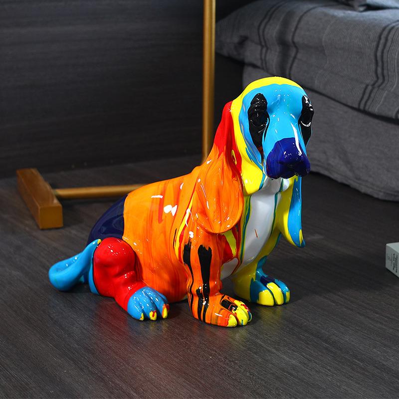 流体淋色树脂工艺品比格犬家居装饰摆件客厅卧室家居软装狗狗摆件