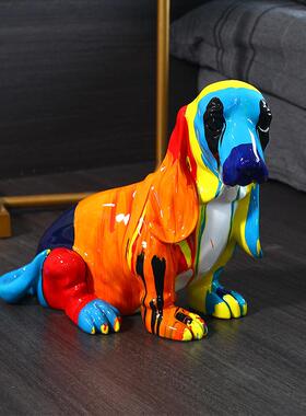 流体淋色树脂工艺品比格犬家居装饰摆件客厅卧室家居软装狗狗摆件