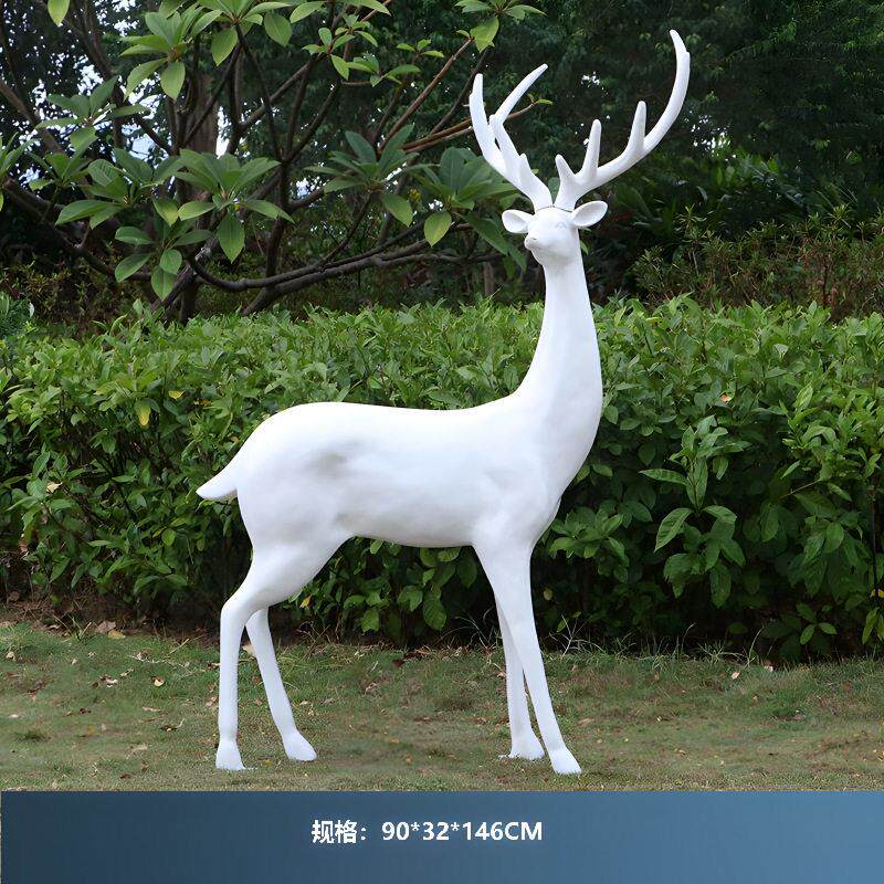 户外玻璃钢麋鹿雕塑园林景观花园小品婚庆彩绘梅花鹿动物装饰摆件