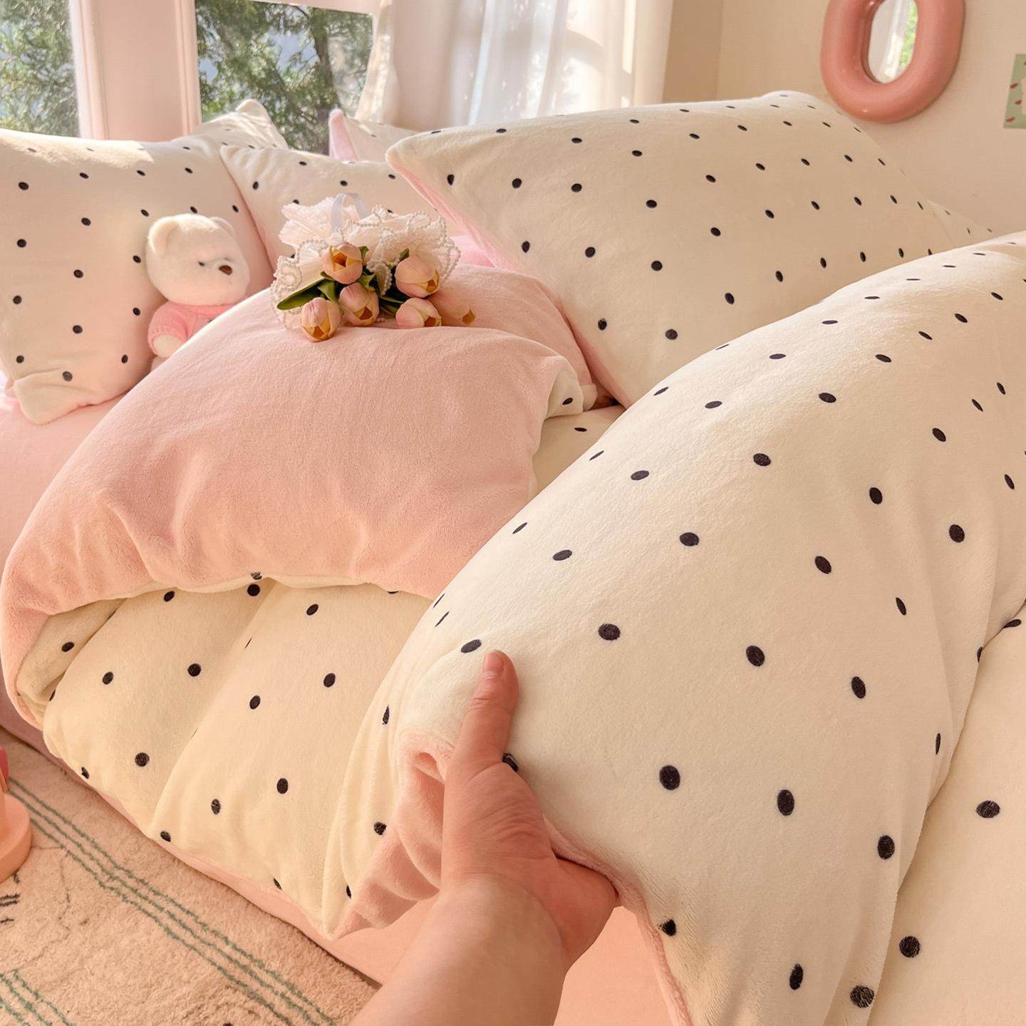 少女心牛奶绒被套单件冬季保暖珊瑚绒被罩单买宿舍单人加绒被套,床上用品,学生床品套件,淘宝优惠券,粉丝福利购,淘宝优惠卷