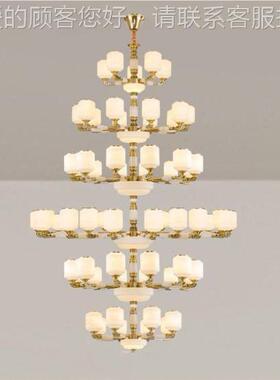 全铜中式别墅客厅74276大吊灯大气复式新楼大厅大石楼中灯楼挑高