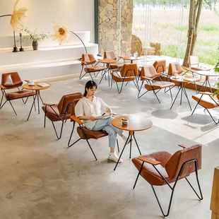 咖啡厅桌椅组合工业风覆古酒吧休息区洽谈办公室接待沙发网红椅子