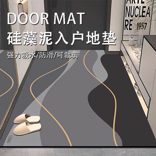 入户门口地垫硅藻泥可裁剪地毯入户门垫进门除尘防滑吸水门口脚垫