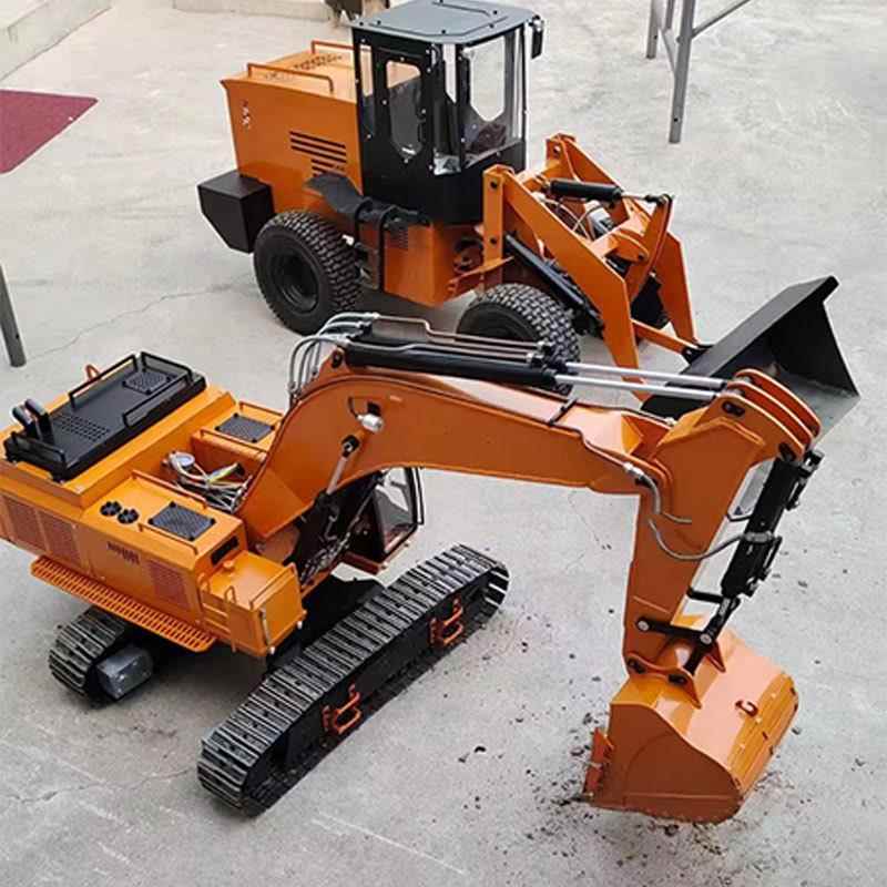 1比8不锈钢电动挖掘机模型 遥控RC挖掘机 大比例手工制作挖掘机模